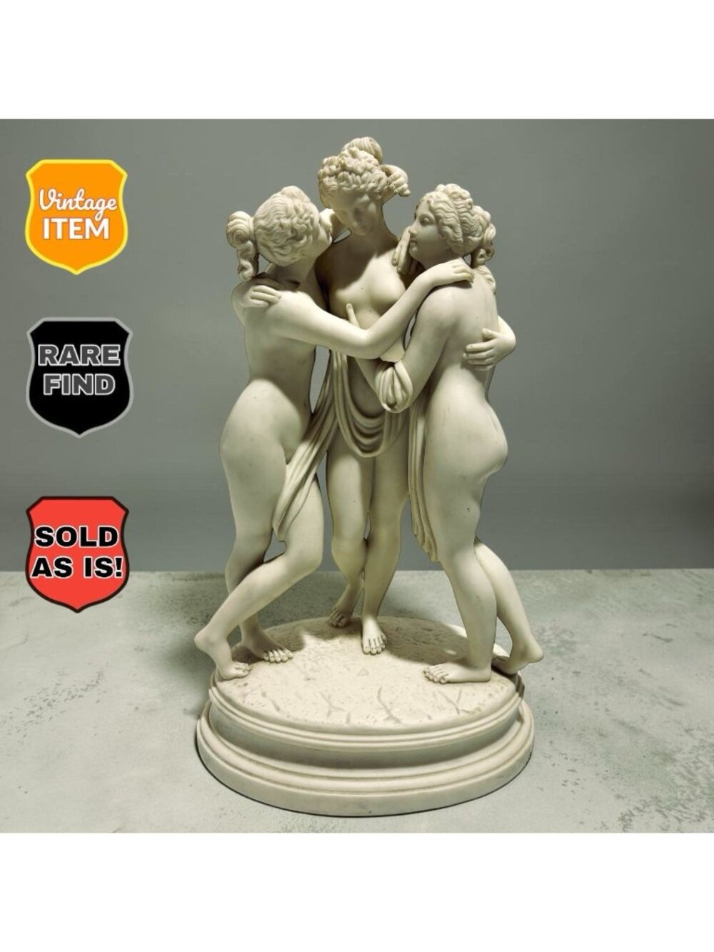 The Three Graces Statue Daughters Of Zeus Greek Porcelain Sculpture. Repaired.